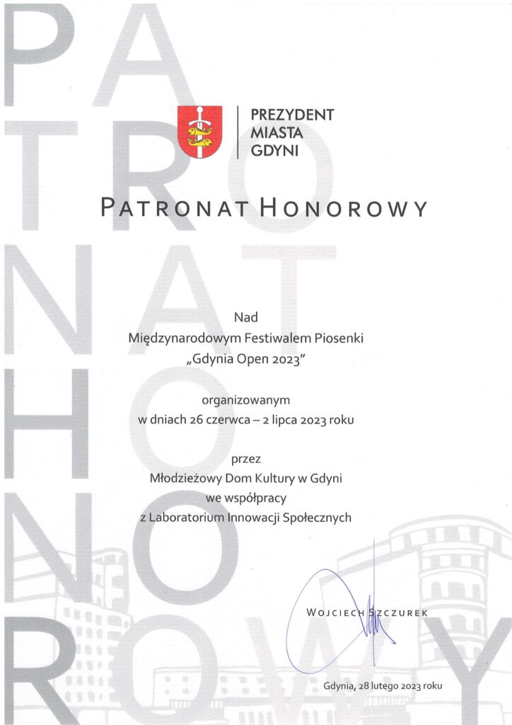 zdjęcie Patronat Honorowy Prezydenta Miasta Gdyni